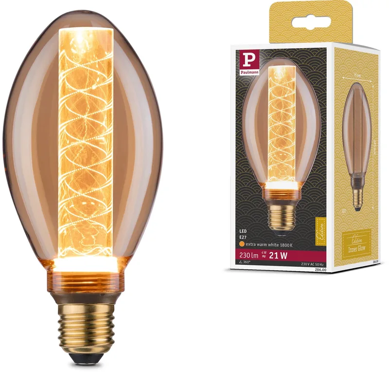 Inner Glow Edition LED-gloeilamp Binnenkolf spiraalpatroon E27 230V 230lm 4W 1800K Goud by Paulmann – product photo