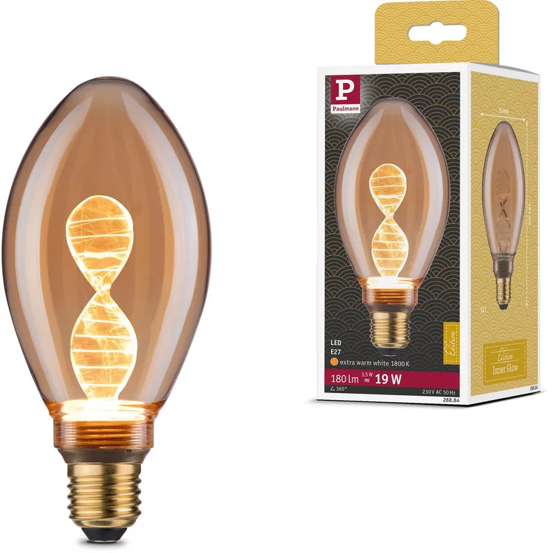 LED-pære E27 3,5 W Helix 1.800K guld fra Paulmann – produktbillede