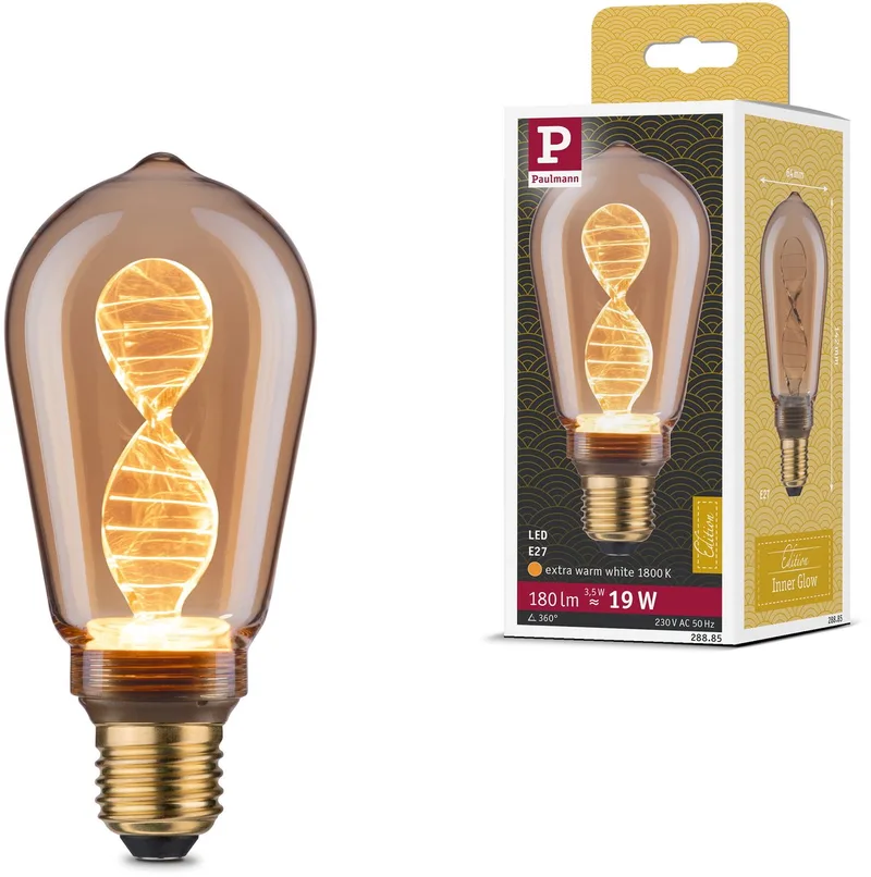 Inner Glow Edition LED-kolf Helix E27 230V 180lm 3,5W 1800K Goud de Paulmann – photo produit