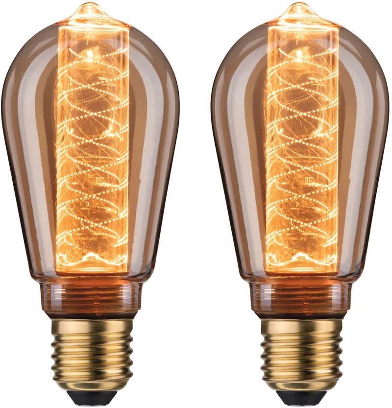 Inner Glow Edition Set LED-kolf E27 230V 2x230lm 2x4W 800K Goud spiraalpatroon fra Paulmann – produktbillede