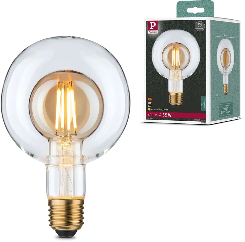 Inner Shape Edition LED Globe E27 230V 400lm 4W 2700K dimbaar Goud de Paulmann – photo produit
