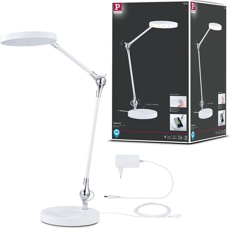 LED skrivebordslampe Numis QI White Switch 1000lm 11W fra Paulmann i Hvid – produktbillede