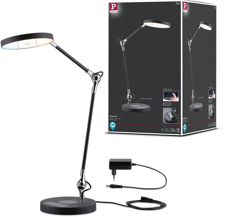Lampe de bureau LED Numis QI White Switch 1000lm 11W de Paulmann en Noir – photo produit