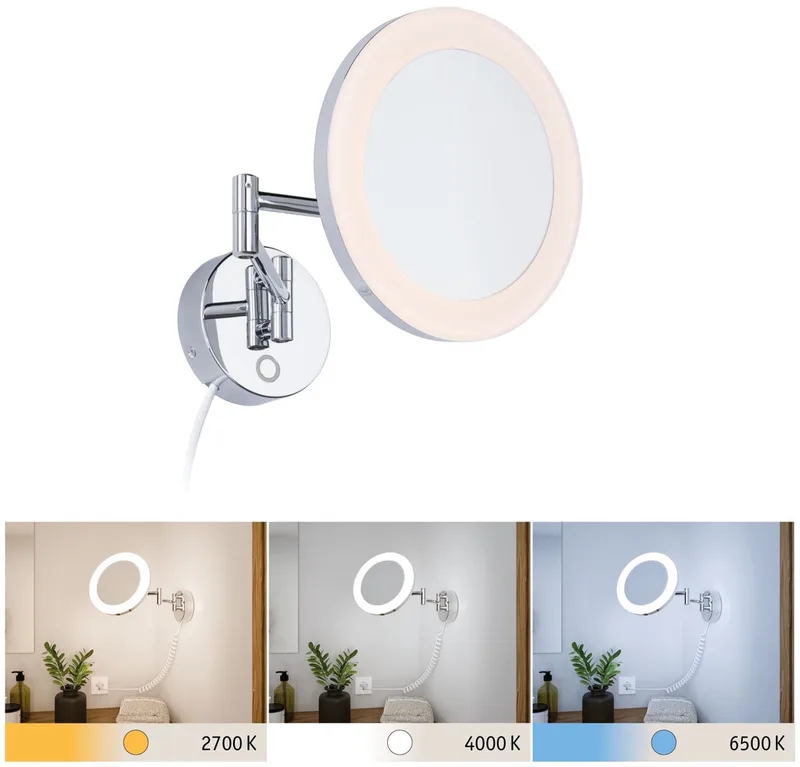 LED-cosmeticaspiegel Masua IP44 White Switch 55lm 230V 4W van Paulmann in Chroom – productfoto