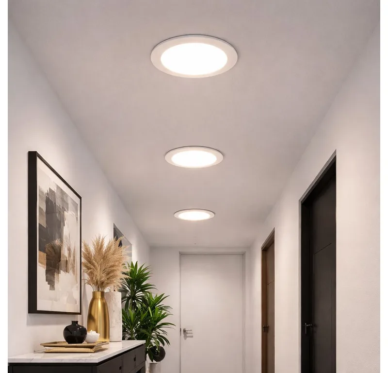 LED Einbaustrahler, LED-Leuchtmittel fest verbaut, Warmweiß, 3er LED Set Einbau Alu Strahler rund Gästezimmer Spot Lampen 1-flg von Paulmann in Weiß – Produktfoto
