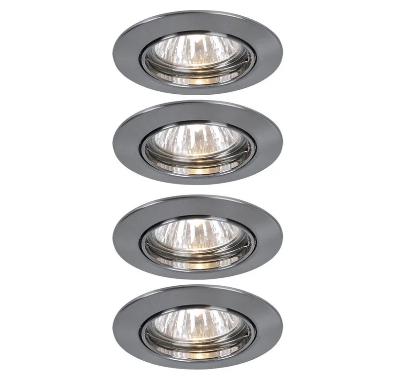 LED Einbaustrahler, Leuchtmittel nicht inklusive, 4er Set Einbau Leuchten Strahler Spots Eisen Alu Beleuchtung drehbar von Paulmann in Silber – Produktfoto