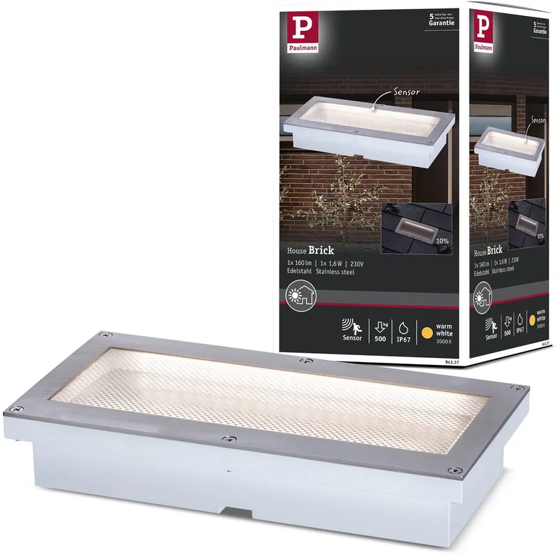Brick 94337 Éclairage encastré dans le sol LED intégrée LED 5 W aluminium, gris de Paulmann en Alu, Gris – photo produit