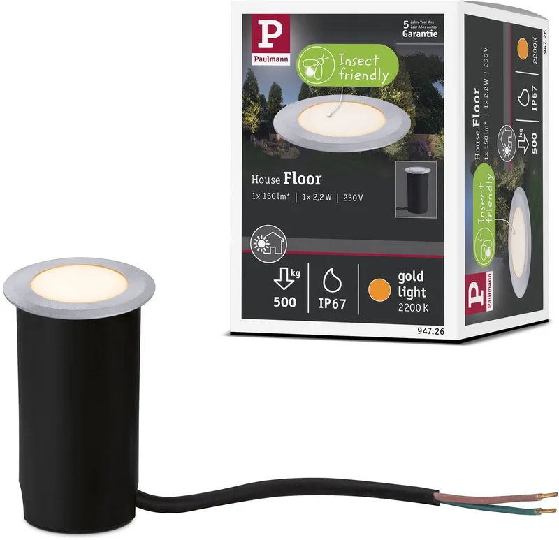 LED-grondinbouwlamp Floor insectvriendelijk IP67 rond 50 mm 2200K 2,2W 60lm 230V Kunststof, Metaal by Paulmann in Alu – product photo