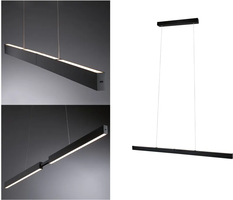 LED-hanglamp Touchless Sensor Aptare 2700K dimbaar 2x2280lm 2x16,5W från Paulmann i Zwart geborsteld – produktbild