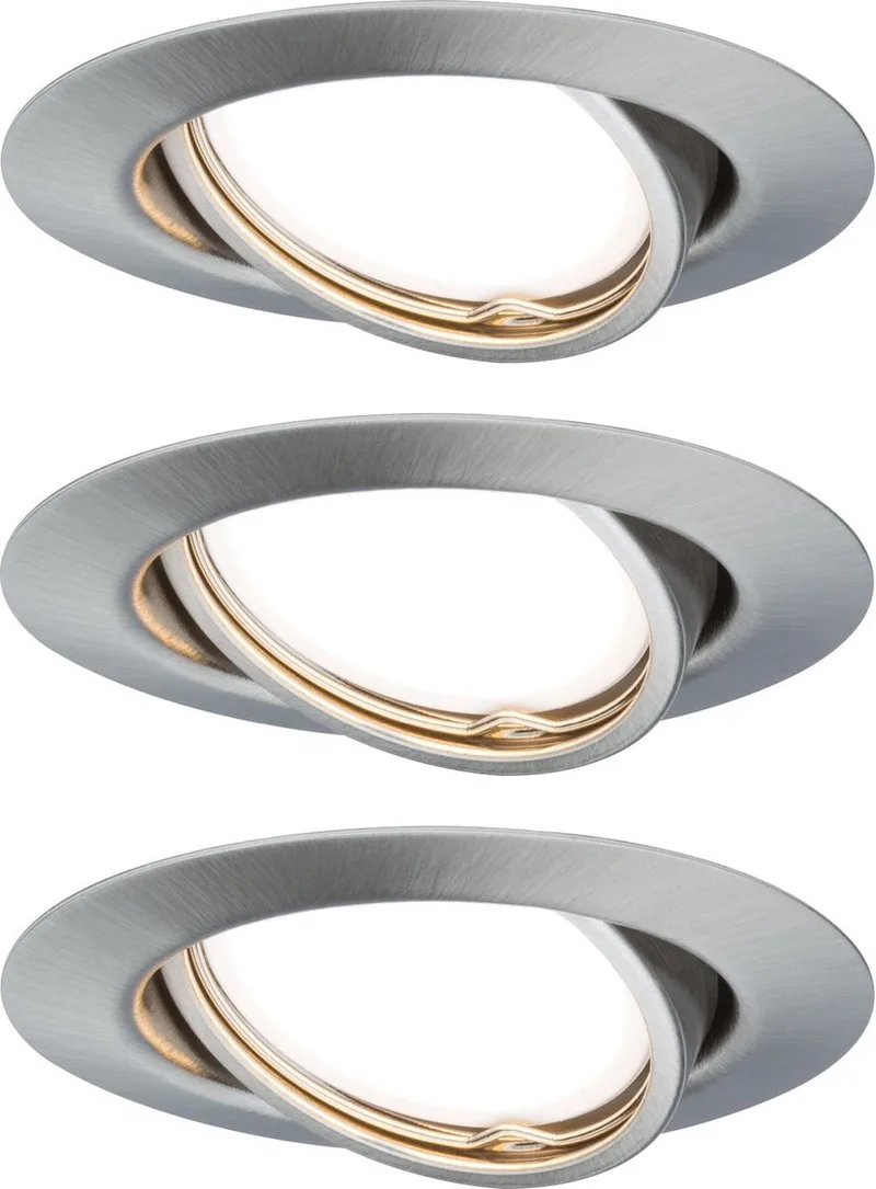 LED-inbouwlamp 3-Step-Dim Base Basisset zwenkbaar rond 90 mm 20° GU10 3x5W 3x350lm 230V dimbaar 3000K van Paulmann in Staal geborsteld – productfoto
