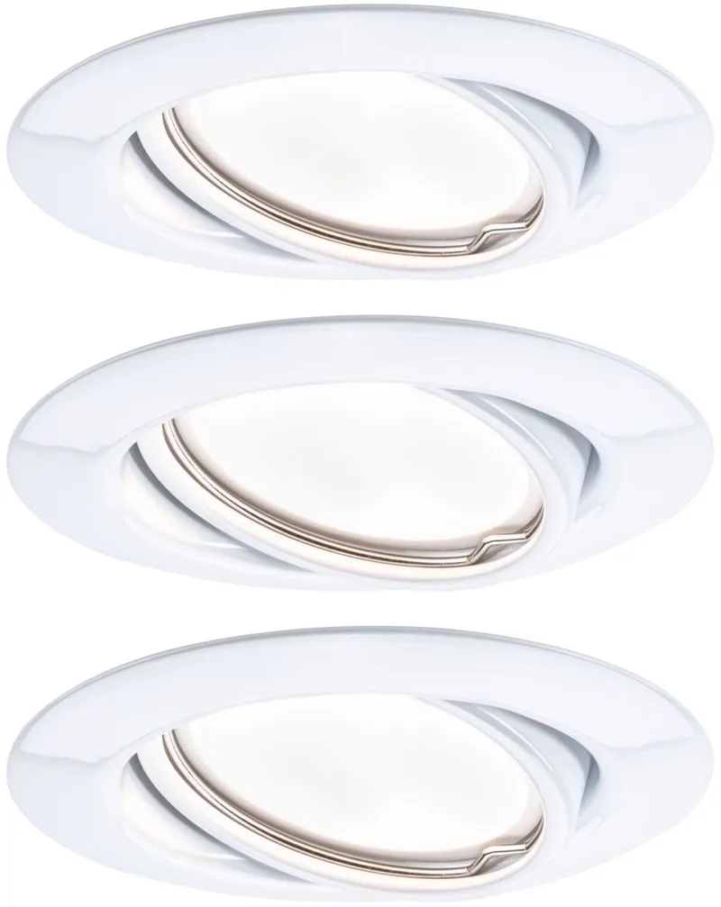 LED-inbouwlamp 3-Step-Dim Base Coin Basisset zwenkbaar rond 90 mm 20° Coin 3x5W 3x370lm 230V dimbaar 3000K von Paulmann in Weiß – Produktfoto