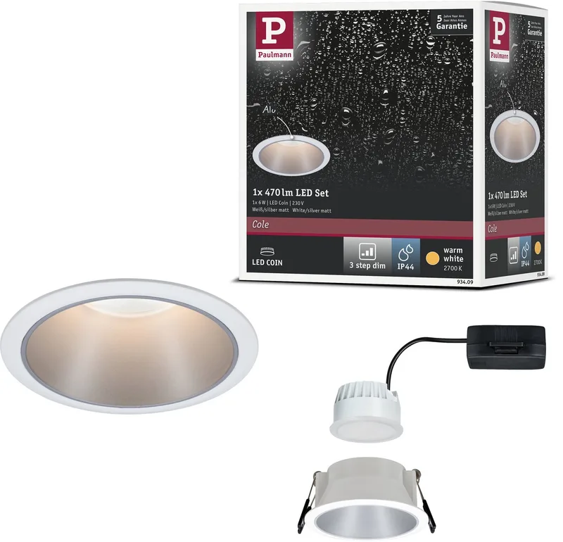 Cole LED-spotlight, silver-vit från Paulmann i Vit, Zilver mat – produktbild