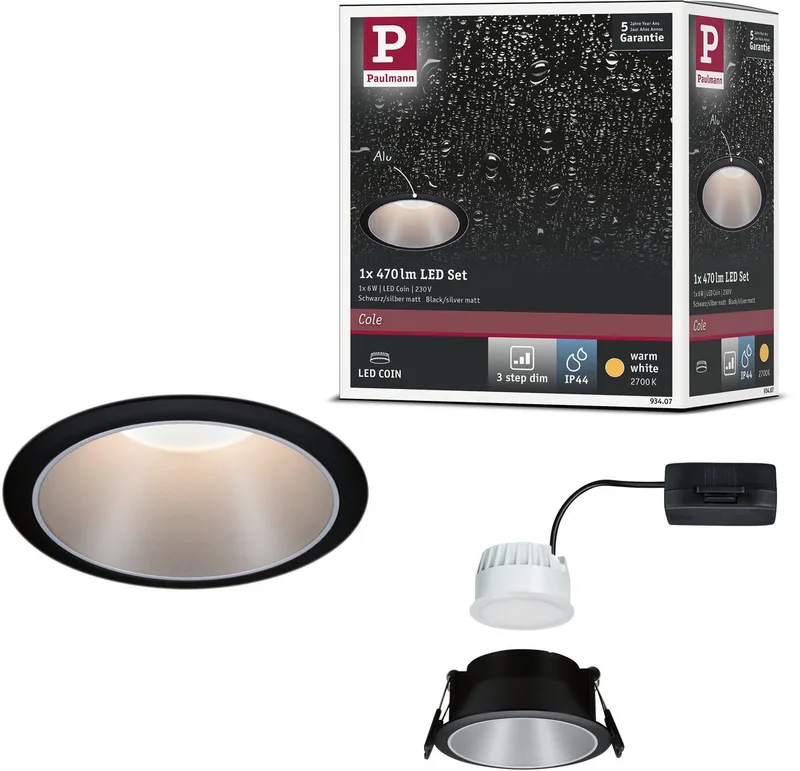 Cole LED-spotlight, sølv-sort fra Paulmann i Sort, Zilver mat – produktbillede