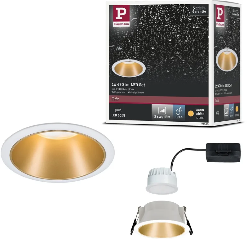 Paulmann 93405 Cole Coin Luminaire à LED encastrable LED LED 6 W blanc, or de Paulmann en Blanc, Goud mat – photo produit