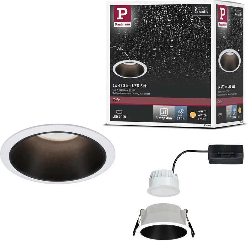 Paulmann 93401 Cole Coin Spot encastrable LED 6 W blanc, noir de Paulmann en Blanc, Zwart mat – photo produit