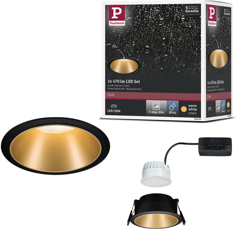 Cole LED-spotlight, guld-svart från Paulmann i Svart, Goud mat – produktbild