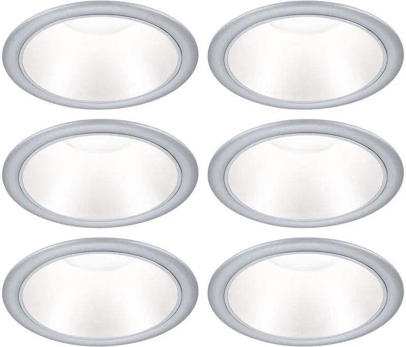 LED-inbouwlamp 3-Step-Dim Cole Coin Set van 6 IP44 rond 88 mm Coin 6x6W 6x470lm 230V dimbaar 2700K van Paulmann in Zilver mat – productfoto