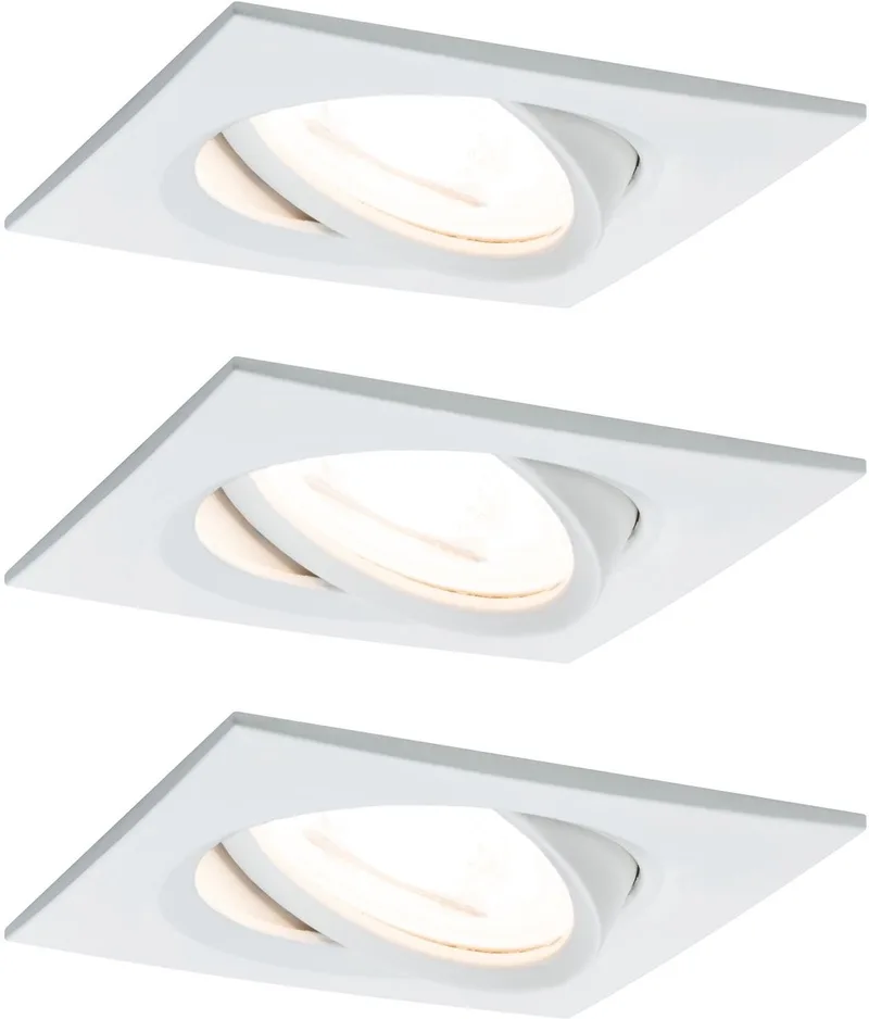 LED-inbouwlamp 3-Step-Dim Nova Basisset zwenkbaar hoekig 84x84 mm 50° GU10 3x6,5W 3x460lm 230V dimbaar 2700K fra Paulmann i Wit mat – produktbillede