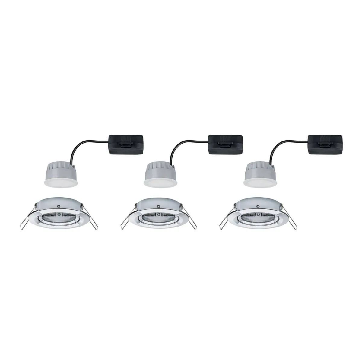 Spot encastrable LED 3-Step-Dim Nova Coin kit de base orientable rond 84 mm 50° Coin 3x6W 3x470lm 230V dimmable 2700K de Paulmann en Chrome – photo produit 3 sur 3