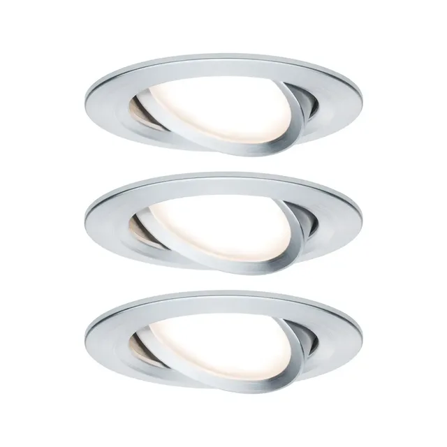 Spot encastrable LED 3-Step-Dim Nova Coin kit de base orientable rond 84 mm 50° Coin 3x6W 3x470lm 230V dimmable 2700K de Paulmann en Alu gedraaid – photo produit 3 sur 3