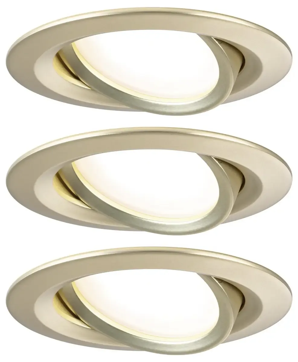 Spot encastrable LED 3-Step-Dim Nova Coin kit de base orientable rond 84 mm 50° Coin 3x6W 3x470lm 230V dimmable 2700K de Paulmann en Goud mat – photo produit 3 sur 3