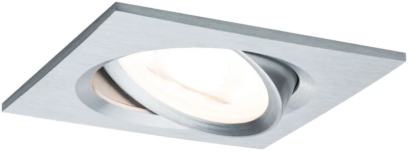 LED-inbouwlamp 3-Step-Dim Nova zwenkbaar hoekig 84x84 mm 50° GU10 6,5W 460lm 230V dimbaar 2700K från Paulmann i Alu gedraaid – produktbild