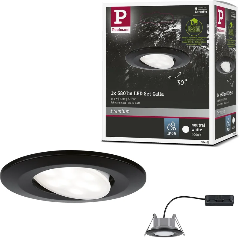 Paulmann 92461 Calla Luminaire à LED encastrable LED 6 W noir (mat) de Paulmann en Zwart mat – photo produit