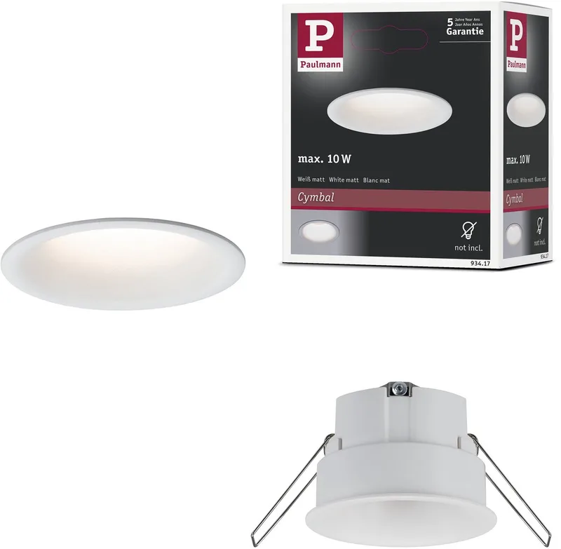 LED-inbouwlamp Cymbal Coin Enkele lamp rond 77 mm max. 10W dimbaar van Paulmann in Wit mat – productfoto