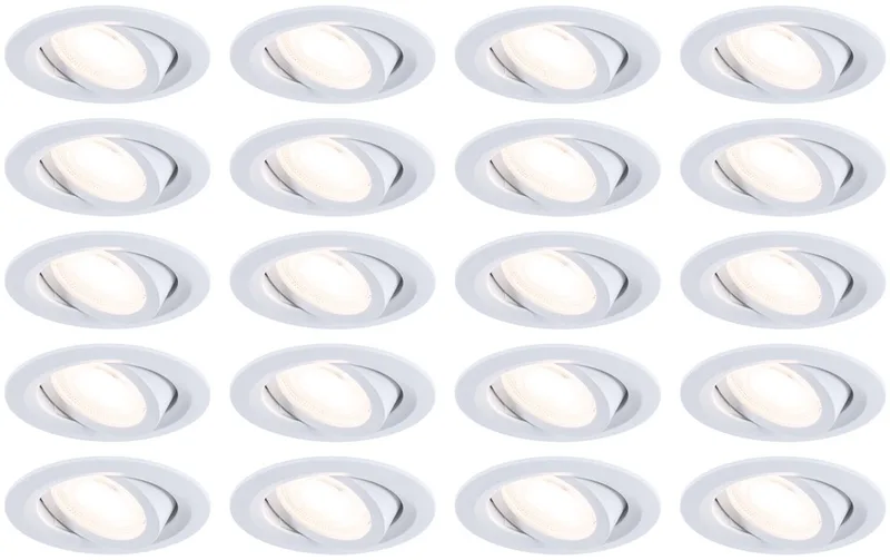 LED-inbouwlamp FixedLED Set van 20 draaibaar 25° 20x4,8W 20x460lm 230V 3000K de Paulmann en Blanc – photo produit