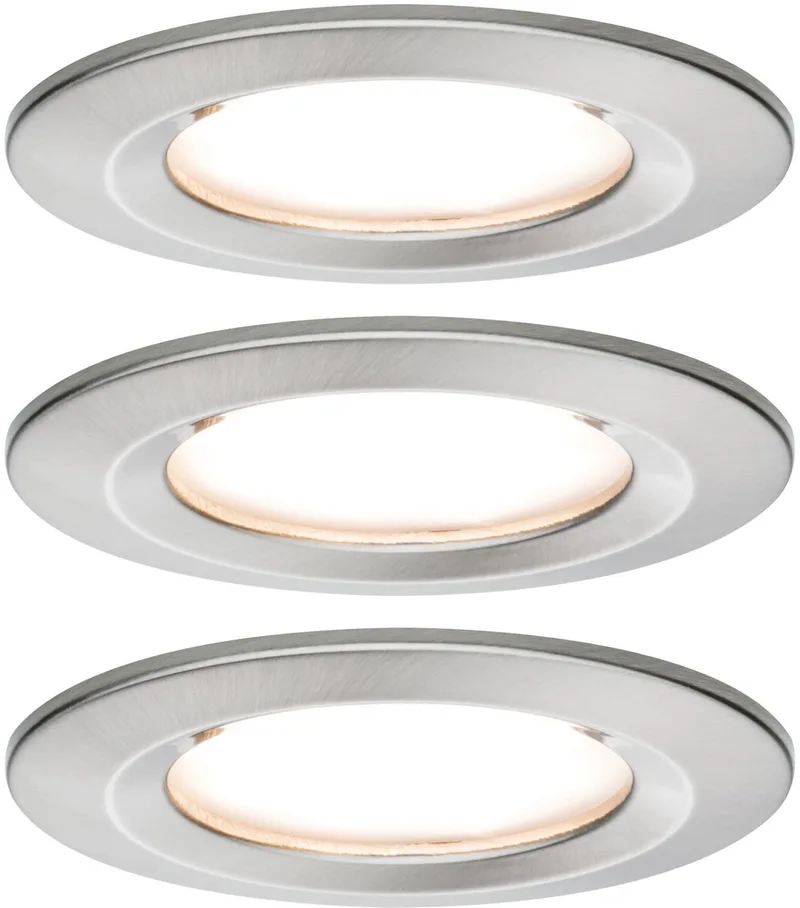 LED-inbouwlamp Nova Plus Coin Basisset star IP44 rond 78 mm Coin 3x6W 3x470lm 230V dimbaar 2700K från Paulmann i Staal geborsteld – produktbild