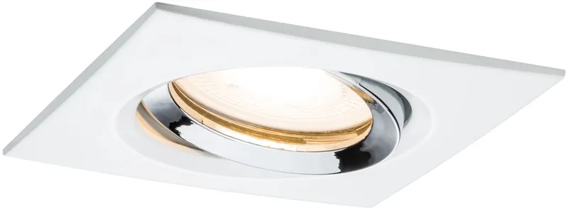 LED-inbouwlamp Nova Plus Enkele lamp zwenkbaar IP65 hoekig 93x93 mm 30° GU10 7W 460lm 230V dimbaar 2700K Wit mat, Chroom från Paulmann i Wit mat, Krom – produktbild