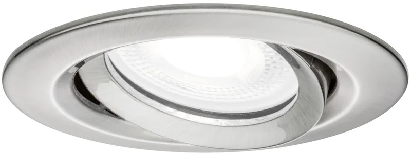 LED-inbouwlamp Nova Plus Enkele lamp zwenkbaar IP65 rond 93 mm 30° GU10 6W 470lm 230V dimbaar 4000K de Paulmann en Staal geborsteld – photo produit