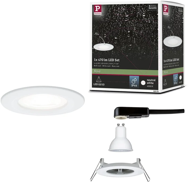 LED-inbouwlamp Nova star IP44 rond 78 mm GU10 6,5W 470lm 230V 4000K van Paulmann in Wit mat – productfoto