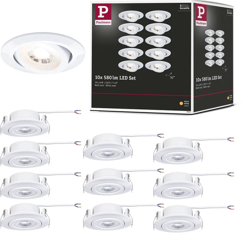 Paulmann 99996 Spot encastrable LED 4.8 W blanc mat de Paulmann en Blanc – photo produit