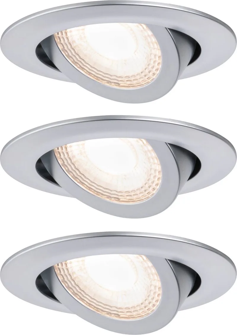 LED-inbouwspot - set van 3 -zwenkbaar - 3-traps dimbaar - 3000K von Paulmann in Chroom mat – Produktfoto