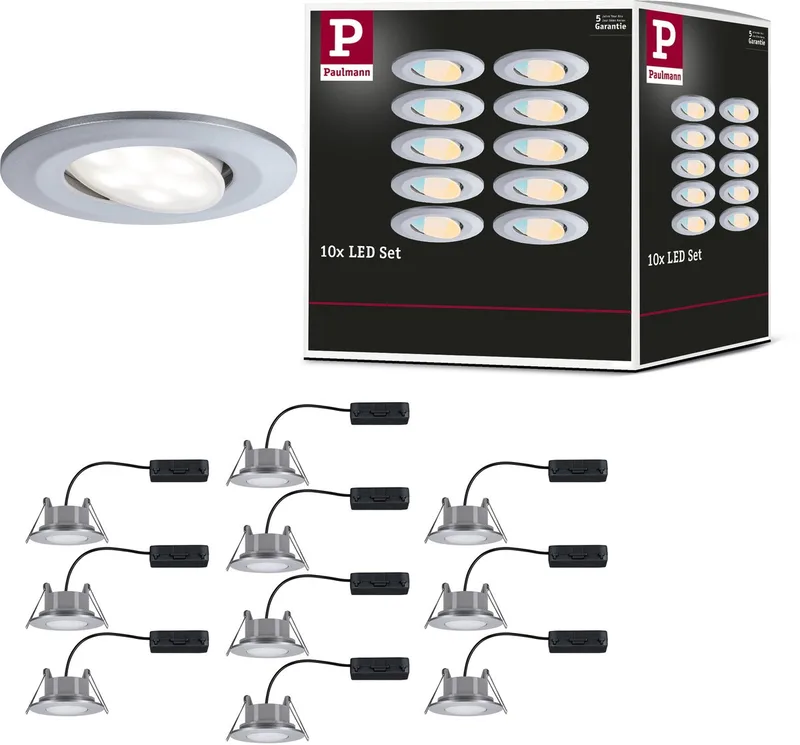 LED Inbouwspots Calla Set van 10 - IP65 - 5W per Spot - 430 lm - 230V - WhiteSwitch - Inbouwspots Badkamer de Paulmann en Chroom mat – photo produit