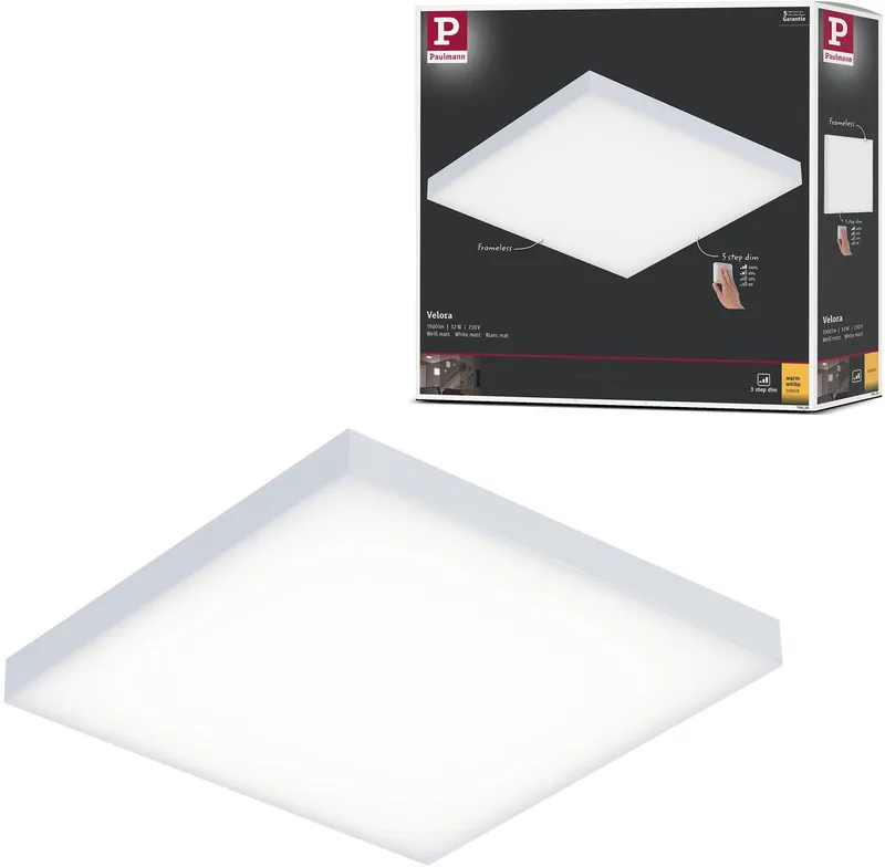 Velora 79820 Panneau à LED 12 W blanc chaud blanc mat de Paulmann en Blanc – photo produit