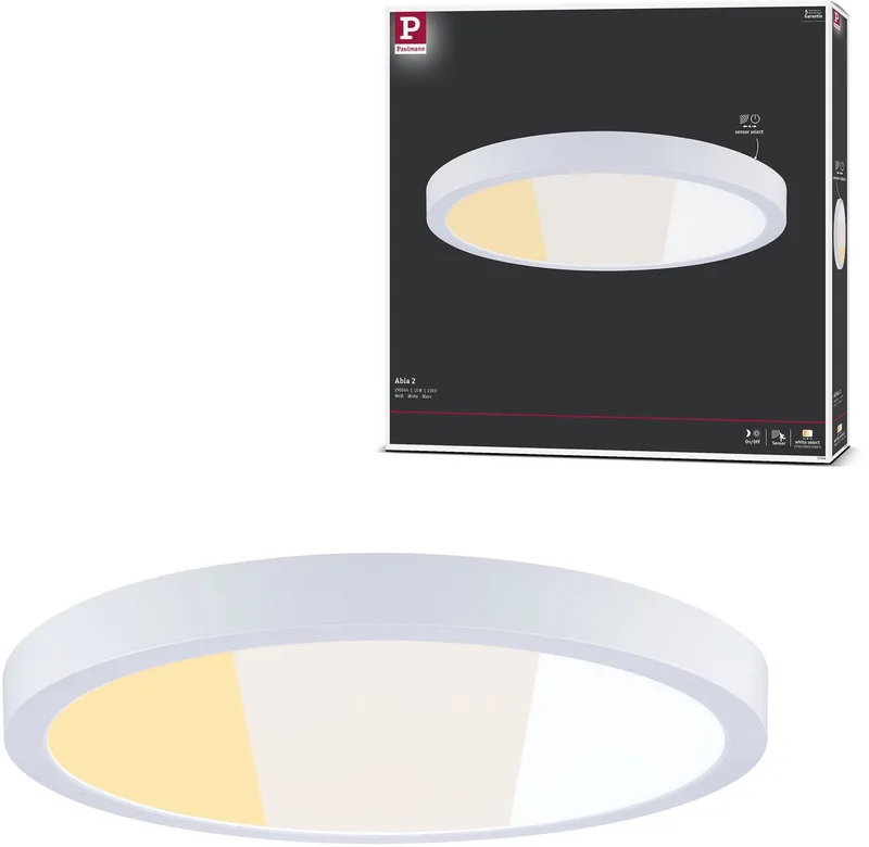 LED-paneel Abia 2 White Select Schemergestuurde bewegingsmelder (HF) rond 400 mm 16W 1400lm White Select de Paulmann en Blanc – photo produit