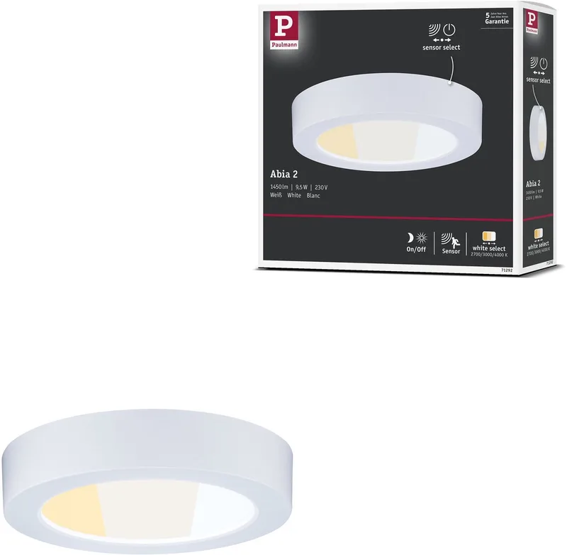 LED-paneel Abia 2 White Select Schemergestuurde bewegingsmelder (HF) rond 170 mm 9,5W 1100lm White Select fra Paulmann i Hvid – produktbillede