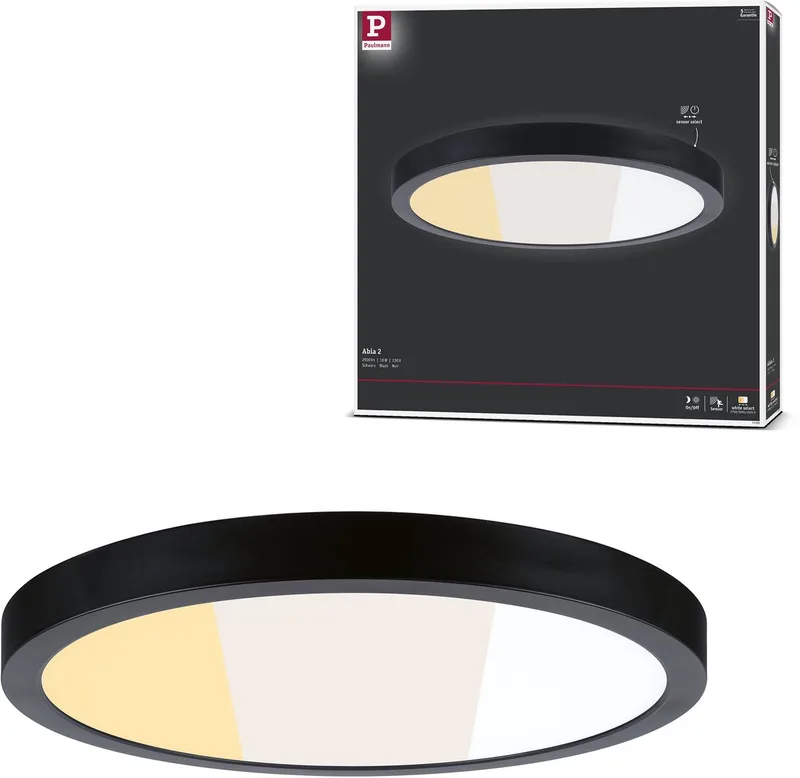 LED-paneel Abia 2 White Select Schemergestuurde bewegingsmelder (HF) rond 400 mm 16W 1400lm White Select de Paulmann en Noir – photo produit