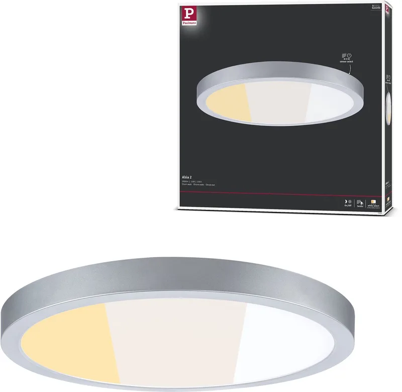 LED-paneel Abia 2 White Select Schemergestuurde bewegingsmelder (HF) rond 400 mm 16W 1400lm White Select von Paulmann in Chroom mat – Produktfoto
