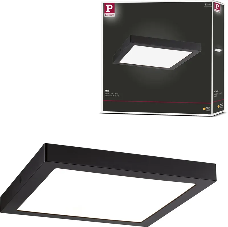 LED panel Abia square 300x300 mm 22W 2200lm 2700K by Paulmann in Black – product photo