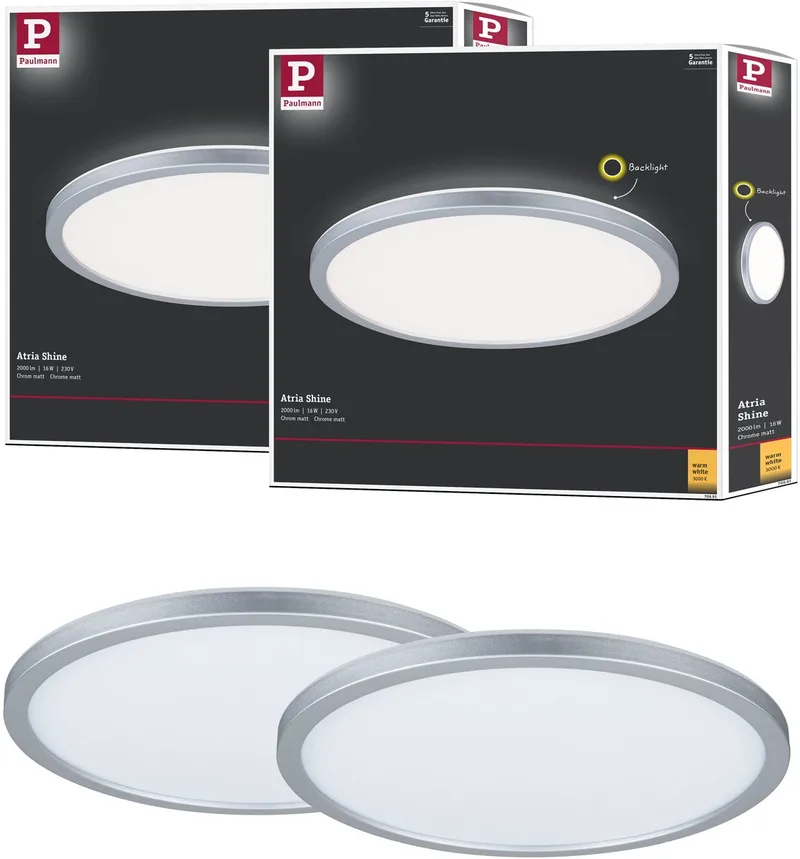 LED-paneel Abia rond 300 mm 2x22W 2x2200lm 2700K van Paulmann in Chroom mat – productfoto
