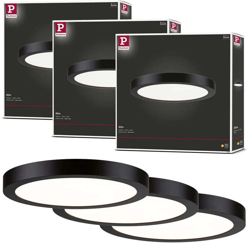 LED-paneel Abia rond 300 mm 3x22W 3x2200lm 2700K van Paulmann in Zwart mat – productfoto