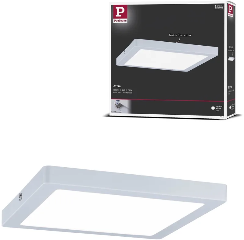 LED-paneel Atria hoekig 220x220 mm 14W 1150lm 4000K fra Paulmann i Hvid – produktbillede