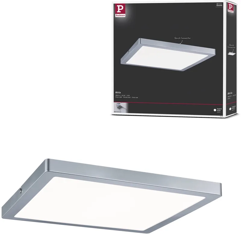LED-paneel Atria hoekig 300x300 mm 16,5W 1450lm 4000K von Paulmann in Chroom mat – Produktfoto