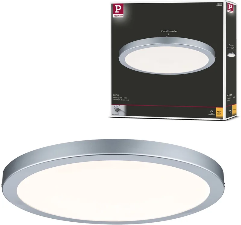 LED-paneel Atria rond 300 mm 16W 1450lm 2700K dimbaar by Paulmann in Chroom mat – product photo