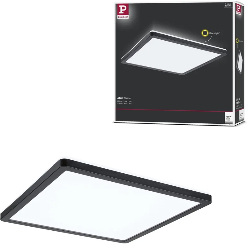 LED-paneel Atria Shine Backlight hoekig 293x293 mm 16W 1600lm 4000K von Paulmann in Schwarz – Produktfoto