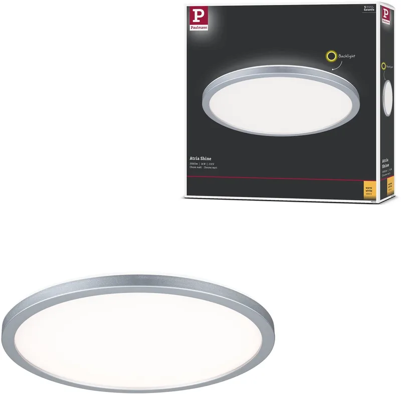LED-paneel Atria Shine Backlight rond 293 mm 16W 1600lm 3000K von Paulmann in Chroom mat – Produktfoto