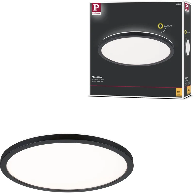 LED-paneel Atria Shine Backlight rond 293 mm 16W 1600lm 3000K von Paulmann in Schwarz – Produktfoto